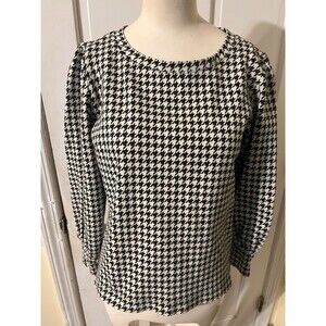 Talbots Classic Houndstooth Long Sleeve Top Size Large